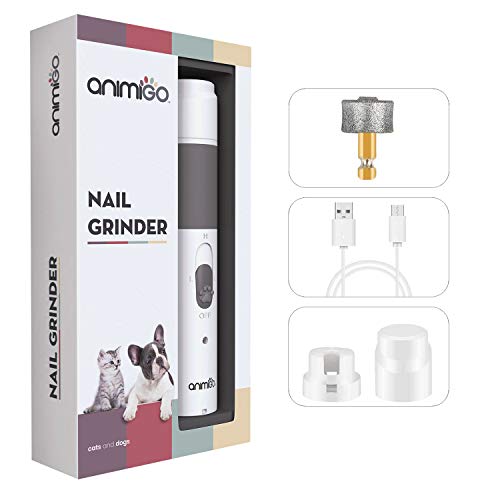 Animigo Lima de Uñas Eléctrico para Perros y Gatos - Cortauñas Eléctrico Profesional, con Batería Recargable USB y Cable, para Todo Tipo de Razas y Tamaños, Cortador Silencioso, Indoloro y Seguro