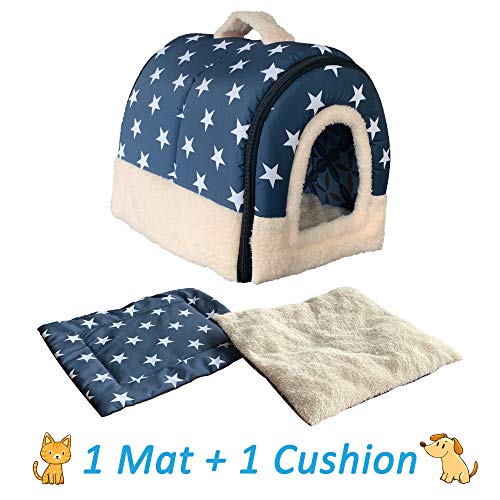 ANPI 2 en 1 Casa y Sofá para Mascotas, Lavable a Máquina Casa Nido Cueva Cama de Perro Gato Puppy Conejo Mascota Antideslizante Plegable Suave Calentar con Cojín Extraíble, 3 Tamaños