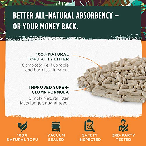 Arena para Gatos de Tofu Simply Natural –Arena para Gatos 100% Natural 6 Litros Biodegradable Fórmula Libre de Polvo e Inodora