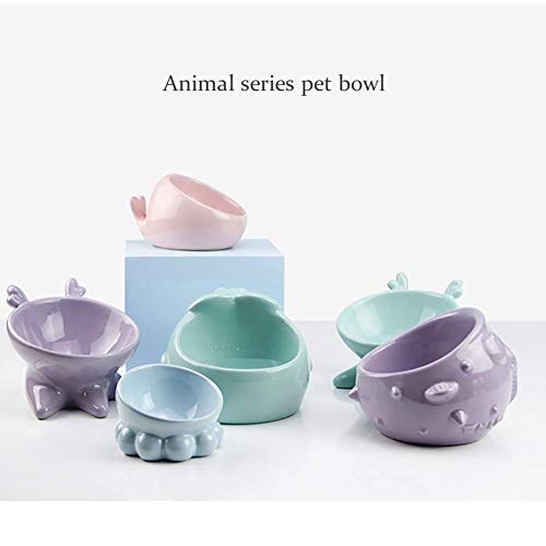 Bandeja de Comida para Mascotas Cat Bowl, Material cerámico, Inclinado 15 °, Diseño de Boca Ancha, Fácil de Limpiar, Fondo Antideslizante Mate, Tazón de Comida con Forma de Ciervo, Tazón pequeño par