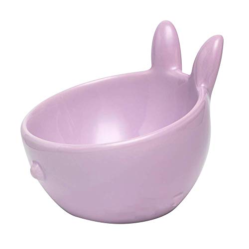 Bandeja de Comida para Mascotas Cat Bowl, Material cerámico, Inclinado 15 °, diseño de Boca Ancha, fácil de Limpiar, Fondo Esmerilado Antideslizante, Cuenco de Comida en Forma de Conejo, Cuenco pequ