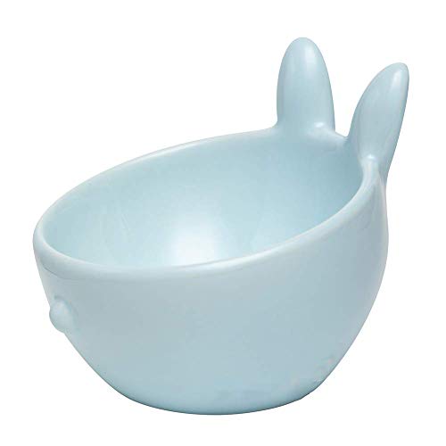 Bandeja de Comida para Mascotas Cat Bowl, Material cerámico, Inclinado 15 °, diseño de Boca Ancha, fácil de Limpiar, Fondo Esmerilado Antideslizante, Cuenco de Comida en Forma de Conejo, Cuenco pequ