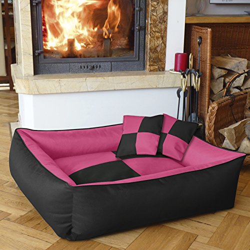 BedDog® 2en1 colchón para Perro MAX Quattro XXXL Aprox. 150X110 cm, 9 Colores, Cama, sofá,Cesta para Perro, Rosa/Negro