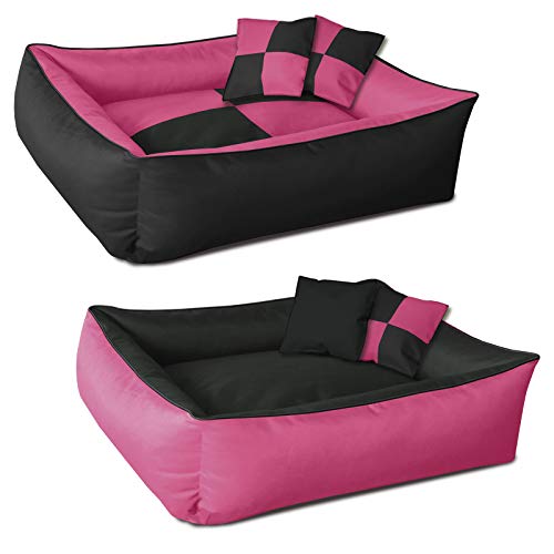 BedDog® 2en1 colchón para Perro MAX Quattro XXXL Aprox. 150X110 cm, 9 Colores, Cama, sofá,Cesta para Perro, Rosa/Negro