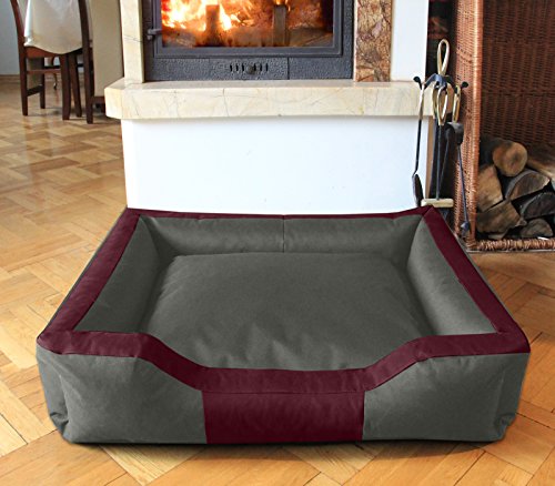 BedDog® Bruno Burdeos/Gris XXXL Aprox. 150x110cm colchón para Perro, 15 Colores, Cama para Perro, sofá para Perro, Cesta para Perro