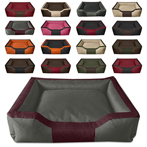 BedDog® Bruno Burdeos/Gris XXXL Aprox. 150x110cm colchón para Perro, 15 Colores, Cama para Perro, sofá para Perro, Cesta para Perro