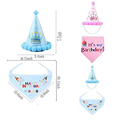 Bello Luna Bufandas del pañuelo del Feliz cumpleaños y Sombrero Lindo del Partido para los Perros Pet Decoraciones de Regalo de cumpleaños Conjunto - Rosa