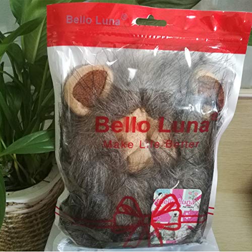 Bello Luna Lion Mane para Gato y Perro pequeño Disfraz de Gato Fancy Lion Hair para Halloween Christmas-M