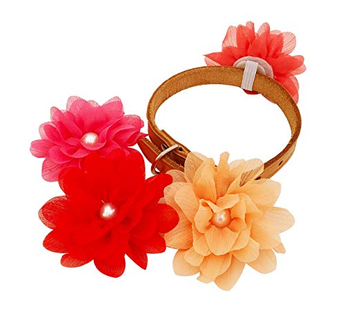 BIPY 4 collares de 8 cm para niñas pequeños y niñas, accesorios de fijación de diapositivas, lazos de flores, colgantes decorativos para disfraces de aseo de mascotas y gatos