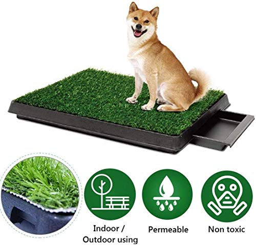 Bogeer Inodoro para Perros, Bandeja para Perros Inodoro con Césped Artificial, Orinal para Perros WC pip Perros(63 x 51cm)