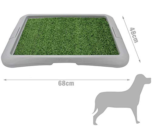 BPS Bandeja Sanitaria para Perros de Adecuado para Perra Adiestramiento Inodoro Interior para Perros Aseo Mascotas Plástico Color al Azar (Hierba: 64 x 48 x 4 cm) BPS-5704