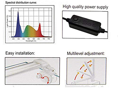 BPS® Lámpara de Acuario LED Iluminación Luces para Plantas Sumergible Luz Blanco y Azul 2 Modelos para Elegir 4W/8W (8W: 300 x 40 mm) BPS-6872