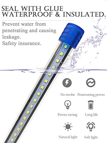 BPS Luz Blanca/Azul LED de Sumergible de Acuario Peces Tanque Clip Lámpara Iluminación de Plantas de Acuario con Luz con Diferente Voltaje Longitud (1W 20cm, Luz Blanca) BPS-6164