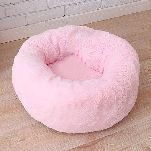 BVAGSS Cama para Mascotas Relajante Cama Redonda Nido Cálido para Gatos y Perros Pequeños XH029 (S, Pink)