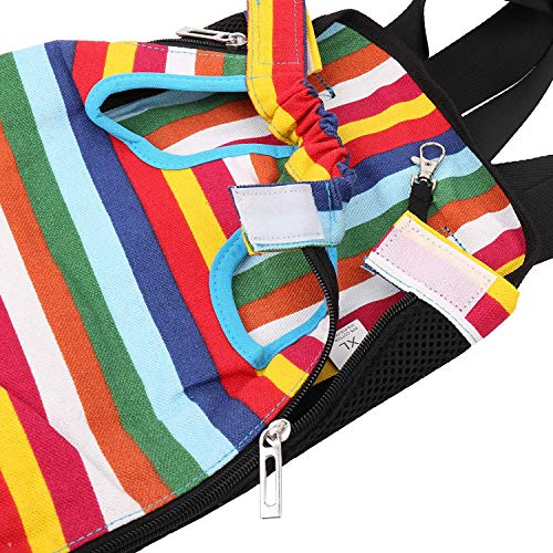 Bwiv Mochilas para Perros Mochilas Prepositiva para Perros y Gatos Mascotas Cachorros Portatíl Seguro Cómodo para Viajar Senderismo Algodón Arcoiris Talla XL