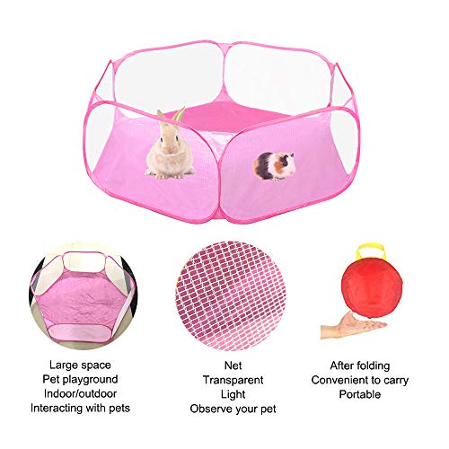 Carpa de jaula de C&C de animales pequeños, cerca de ejercicio transpirable y transparente para mascotas, cerca de patio portátil para cobayas, conejos, chinchillas y erizos