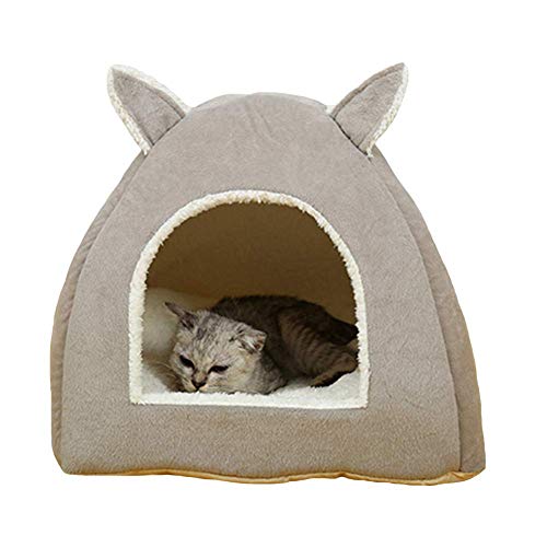 Casa para Gatos o Perros, Lujo Cama Diseño de Forma de Oreja Animal, Lavable y Cálida Igloo Cueva para Gatos/Perros Pequeños/Mascota,S