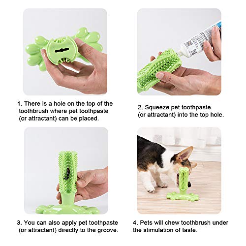 Cepillo de Dientes para perros Juego de 2 piezas Palillo y bocadillo para limpieza de dientes de perro Bola de juguete para masticar con fugas para perros medianos grandes 2 juguetes de peluche gratis