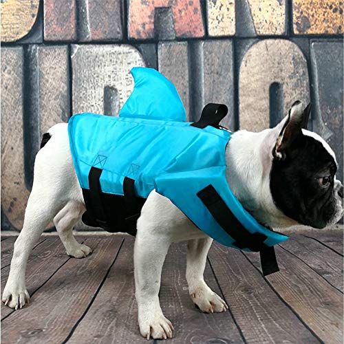 Chaleco salvavidas de verano para perro, chaleco salvavidas con aleta de tiburón, chaleco flotante para mascota con correas ajustables, ropa francesa bulldog Fin chaqueta para jugar en el mar