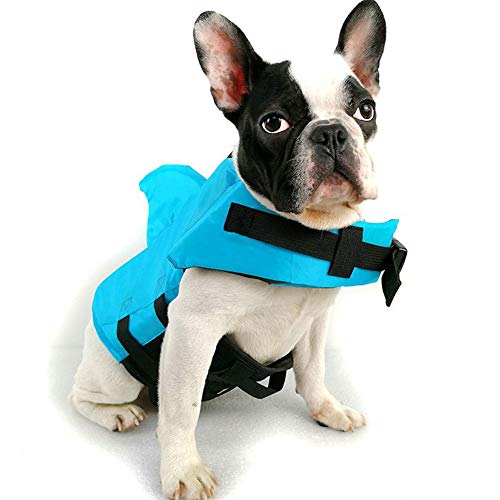 Chaleco salvavidas de verano para perro, chaleco salvavidas con aleta de tiburón, chaleco flotante para mascota con correas ajustables, ropa francesa bulldog Fin chaqueta para jugar en el mar