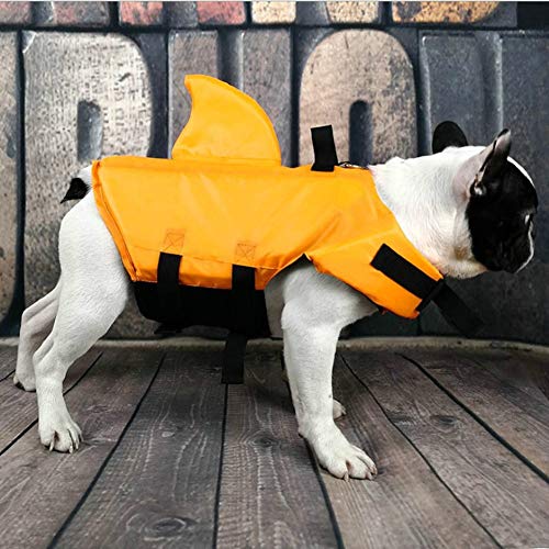 Chaleco salvavidas de verano para perro, chaleco salvavidas con aleta de tiburón, chaleco flotante para mascota con correas ajustables, ropa francesa bulldog Fin chaqueta para jugar en el mar