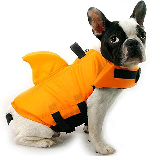 Chaleco salvavidas de verano para perro, chaleco salvavidas con aleta de tiburón, chaleco flotante para mascota con correas ajustables, ropa francesa bulldog Fin chaqueta para jugar en el mar