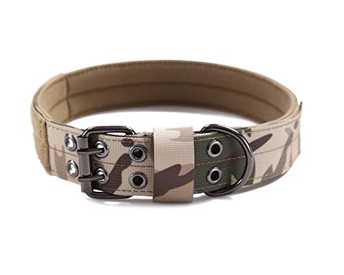 Collares tácticos Nylon para Perros, Nailon Militar Ajustable con Hebilla Doble de Metal en D para Entrenamiento de Perros de martingala MCMCP XL