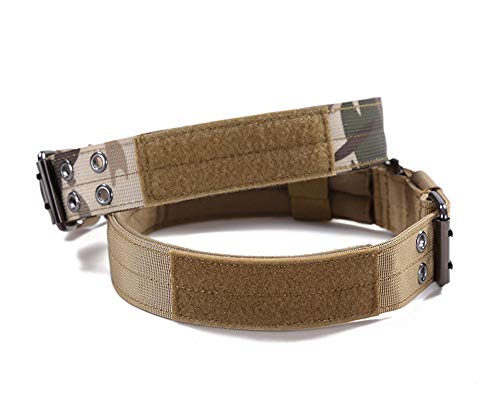 Collares tácticos Nylon para Perros, Nailon Militar Ajustable con Hebilla Doble de Metal en D para Entrenamiento de Perros de martingala MCMCP XL