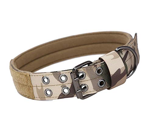 Collares tácticos Nylon para Perros, Nailon Militar Ajustable con Hebilla Doble de Metal en D para Entrenamiento de Perros de martingala MCMCP XL