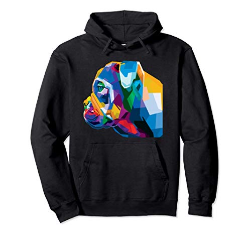 Colorido bulldog inglés Lindo perro geométrico estilo pop ar Sudadera con Capucha