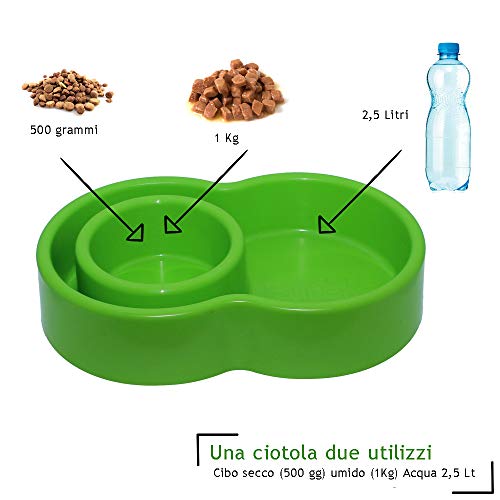 Cuenco para perros o gatos antihormigas, único para agua y alimentos, 100% fabricado en Italia, polipropileno alimentario certificado, lavable en lavavajillas, resistente a altas temperaturas.