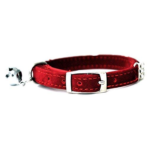 DAIXI Soft Velvet Safe Cat Collar Ajustable Bling Diamante con Campanas, 11 Pulgadas para Perros y Gatos pequeños (Red)