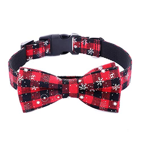 Da.Wa 1X Lindo Perro Cachorro Gato Moda Collar de Lazo Rojo Copo de Nieve Navidad L