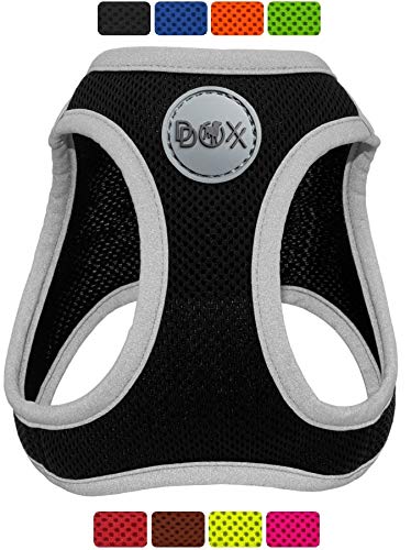 DDOXX Arnés Perro Step-In Air Mesh, Ajustable, Reflectante, Acolchado | Diferentes Colores & Tamaños | para Perros Pequeño, Mediano y Grande | Accesorios Gato Cachorro | Negro, XL