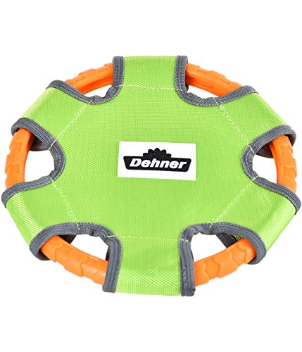 Dehner 4027322 Frisbee Pitch - Juguete para Perros, 23 cm de diámetro, algodón Oxford, Color Verde/Naranja, Verde/Naranja