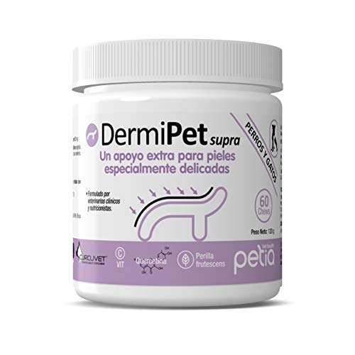 DERMIPET Supra. Alergias e Intolerancias en Gatos y Perros. Perilla Frutescens, Rihzoma Curcumae, Quercetina, Vitamina C