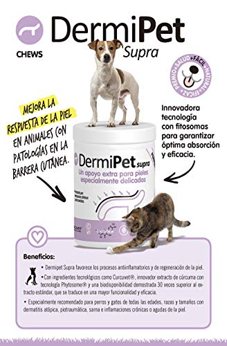 DERMIPET Supra. Alergias e Intolerancias en Gatos y Perros. Perilla Frutescens, Rihzoma Curcumae, Quercetina, Vitamina C