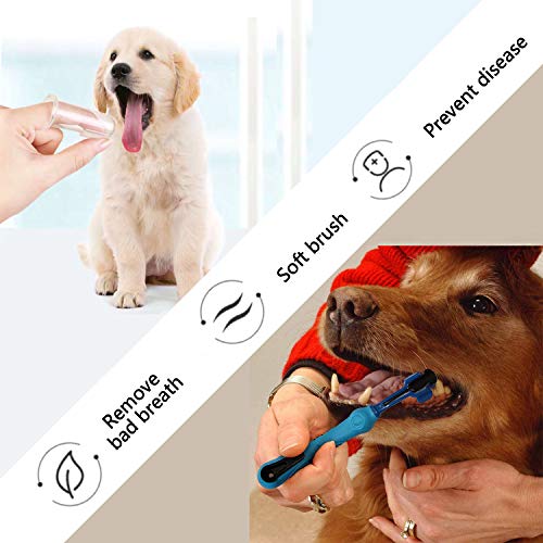 DERU Cepillo de Dientes para Perros, Cepillo de Dientes para Mascotas, Cepillo de Dientes de Perro de Triple Cabeza, adition Bad Breath Tartar, Cuidado de los Dientes de Perro y Gato