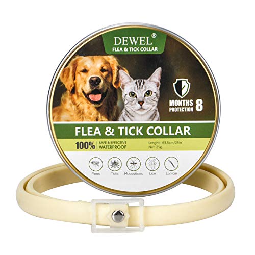 Dewel Collar Antiparasitos Perro/Gato Pequeño Mediano Grandes contra Pulgas, Garrapatas y Mosquitos, 8 Meses