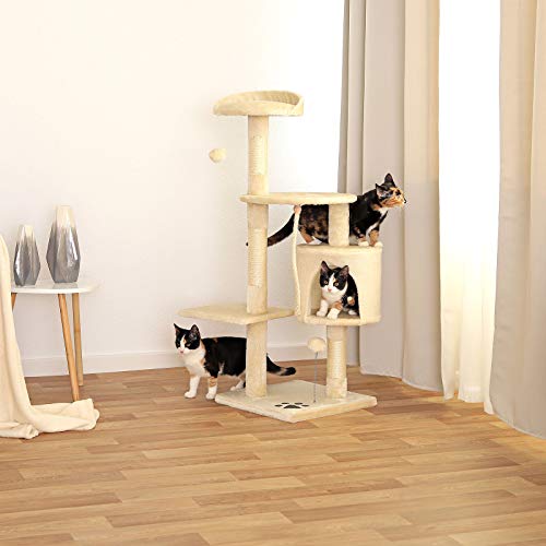 dibea Árbol rascador para Gatos, 112 cm (Beige)