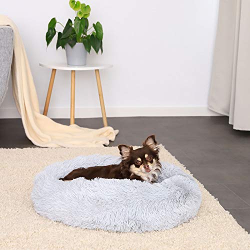 Dibea Cama Perros Redonda cojín Gatos sofá para Perros Donut Ø 50 cm dimensión Exterior (M) Gris Claro