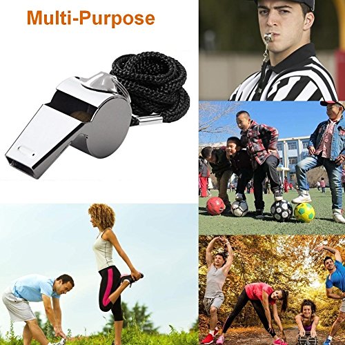 DIGMALL Silbatos de Entrenamiento, con cordón, Juego de 3, Silbato de Acero Inoxidable para árbitros, Entrenadores, Supervivencia, fútbol, Baloncesto, fútbol, Entrenamiento de Perro, Alto y Duradero