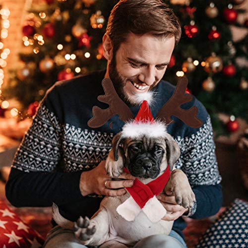 Disfraz de perro de Navidad Legendog, ajustable para la cabeza y bufanda de la mascota de Navidad para perros y gatitos, regalo (gorro, bufanda)