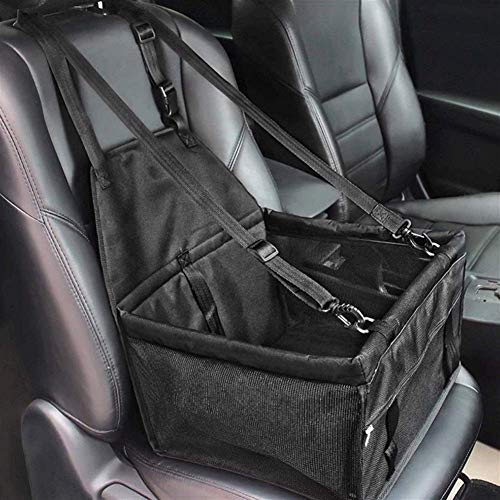 Dljyy Los Asientos de Coches Perro for Perros, Asiento Plegable for Mascotas Elevador for el automóvil for Vehículos, Impermeable Asiento de Coche Cachorro for Mascotas (Color : Black)