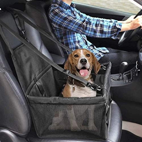 Dljyy Los Asientos de Coches Perro for Perros, Asiento Plegable for Mascotas Elevador for el automóvil for Vehículos, Impermeable Asiento de Coche Cachorro for Mascotas (Color : Black)