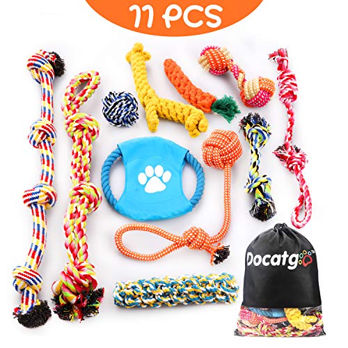 Docatgo Grupo de Juguetes para Perros Durable Masticable Cuerda Soledad Grupo de Juguete para Perrito Pequeño Medio Solitario para Mantener a su Perro Sano 11 Piezas