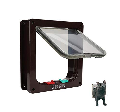 Ducomi - Gatera para Gatos y Perros de Pared - Puerta basculante con 4 vías Entrada y Salida controlada y Cierre magnético - Fácil instalación en Paredes, Puertas y Ventanas de Madera y PVC