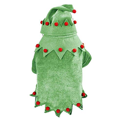 DXQDXQ Navidad Disfraz de Elfo Ropa for Mascotas de Abrigo Pet Dog Christmas Costume Disfraz con Capucha y Conjunto de Puños for Perros Gatos Mascotas Pequeños (Color : Green, Size : S)