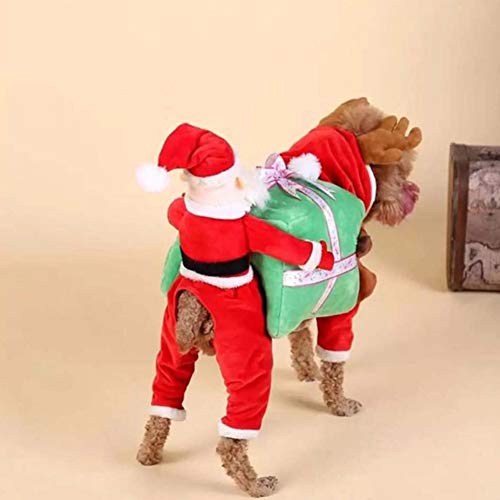 DXQDXQ Traje de Santa Claus Trajes Ropa con Capucha Perro Gato Traje de Navidad Perro Santa Abrigo Gato Traje de Santa Navidad Abrigo de Perro Traje de Reno for Mascota (Color : Red, Size : L)