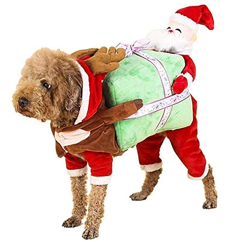 DXQDXQ Traje de Santa Claus Trajes Ropa con Capucha Perro Gato Traje de Navidad Perro Santa Abrigo Gato Traje de Santa Navidad Abrigo de Perro Traje de Reno for Mascota (Color : Red, Size : L)